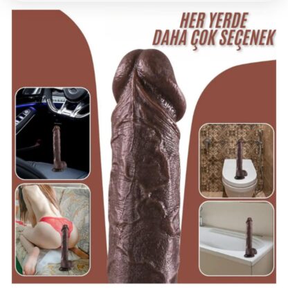 Rotasyonlu Isıtmalı Ileri Geri Hareketli Damarlı Yapıda Çift Katmanlı 24 Cm Penis Vibratör - Görsel 2