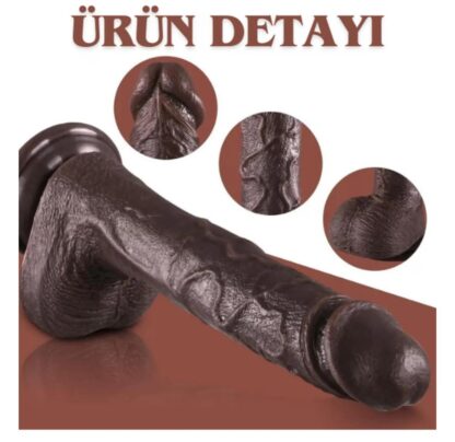 Rotasyonlu Isıtmalı Ileri Geri Hareketli Damarlı Yapıda Çift Katmanlı 24 Cm Penis Vibratör - Görsel 5