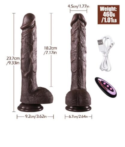 Rotasyonlu Isıtmalı Ileri Geri Hareketli Damarlı Yapıda Çift Katmanlı 24 Cm Penis Vibratör - Görsel 6